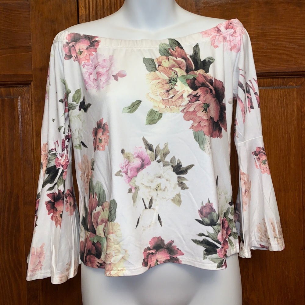 Floral & Fun off the shoulder shirt